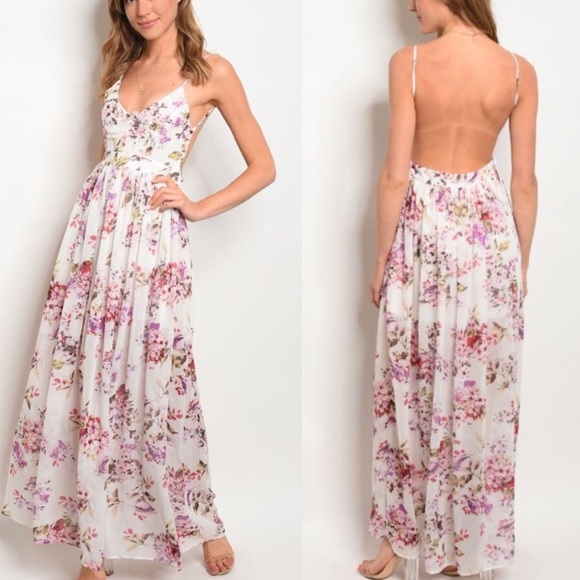 backless floral maxi dress